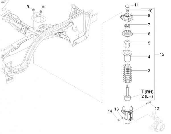 Radaufhängung Stoßdämpfer vorn - Porter Maxxi Multitech 1300ccm 4T LC 2016-