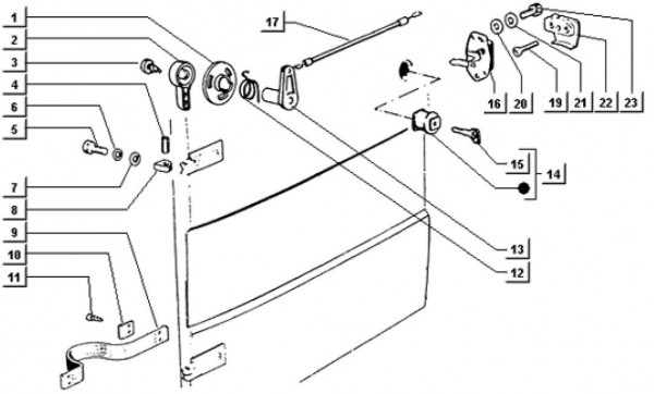 Fahrgestell Türschloss - Ape TM 703 mit Lenkrad 220ccm 2T AC 2000-2007 ATM3T