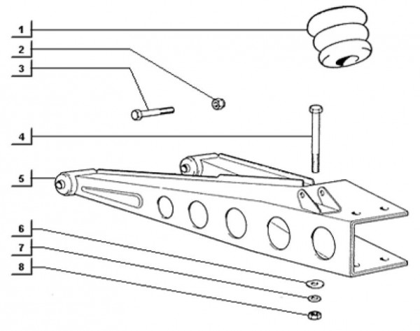 Radaufhängung Schwinge - Ape TM 703 Diesel mit Lenker 422ccm 4T AC 1997-2004 ATD1T