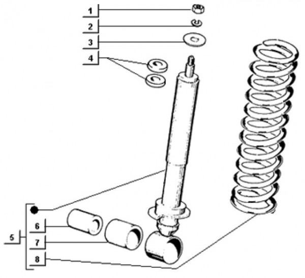 Radaufhängung Stoßdämpfer vorn - Ape TM 703 Diesel mit Lenkrad 422ccm 4T AC 1997-2004 ATD1T