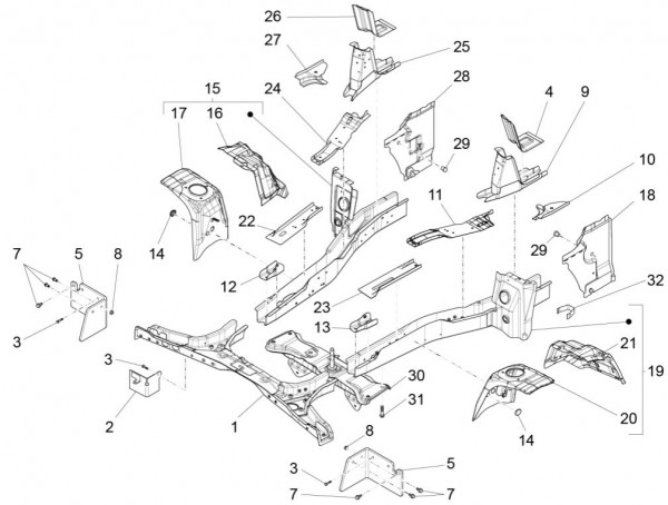 Fahrgestell Rahmen vorn - Porter Quargo 700ccm 4T LC 2014- ZAP4P10000
