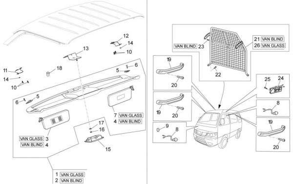 Fahrgestell Kabinenbauteile - Porter Multitech 1300ccm 4T LC 2014- ZAPS90VJ