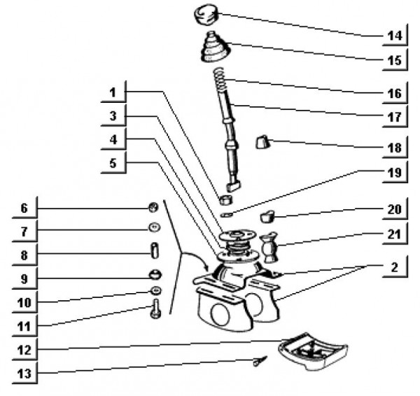 Motor Schalthebel - Ape TM 703 Diesel mit Lenkrad 422ccm 4T AC 1997-2004 ATD1T