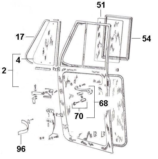 Fahrgestell Türfenster - Ape 220ccm 2T AC 1978-1983 MPM2T
