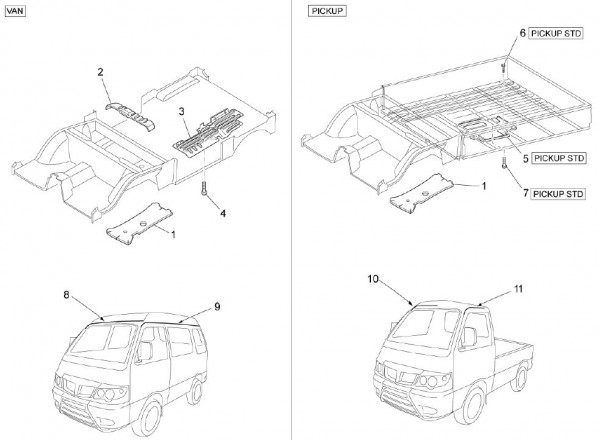 Fahrgestell Zierleisten - Porter Multitech 1300ccm 4T LC 2010- ZAPS90PJ