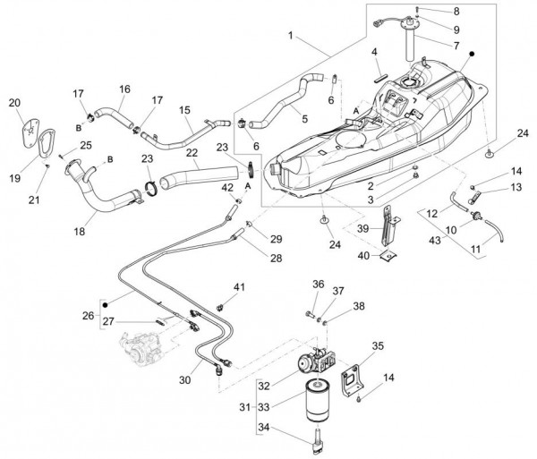 Fahrgestell Benzintank - Porter D120 Diesel 1300ccm 4T LC 2014- ZAPS90VK