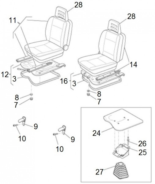 Fahrgestell Sitz vorn - Porter Porter Electric ccm 2012- ZAPS9E