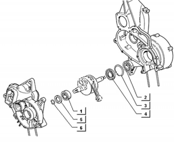 Motor Kurbelwellenlager - Ape TM 703 mit Lenker 220ccm 2T AC 2000-2007 ATM2T