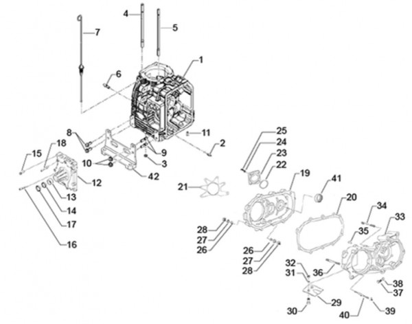 Motor Kurbelgehäuse - Classic 400 422ccm 4T 2V AC 2015- MBX000T58RC001005