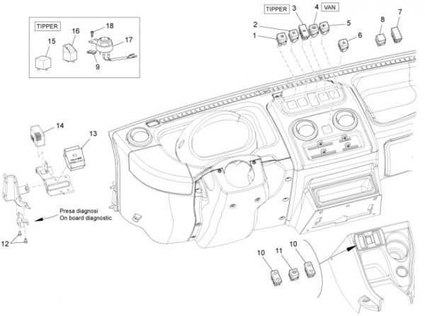 Elektrische Anlage Schalter - Porter D120 Diesel 1300ccm 4T LC 2013- ZAPS90CK
