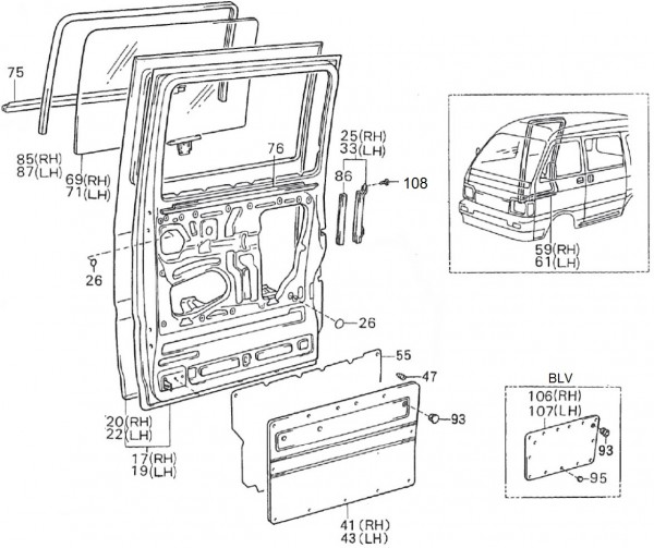 Fahrgestell Türen hinten - Porter Porter 1000ccm 4T LC 1992-1998 ZAPS85