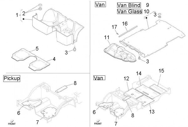 Fahrgestell Innenverkleidungen - Porter D120 Diesel 1300ccm 4T LC 2011- ZAPS90TK