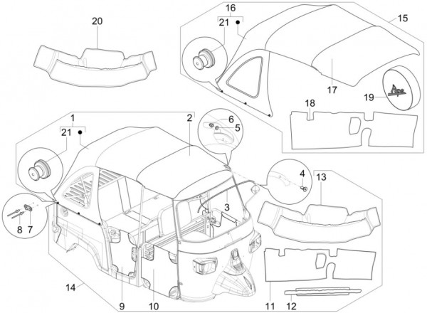 Fahrgestell Innenverkleidungen - Calessino 200ccm 4T 3V AC 2017- ZAPT42P00