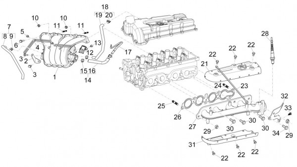 Motor Stutzen Einlass - Auslass - Porter Maxxi Multitech 1300ccm 4T LC 2016-