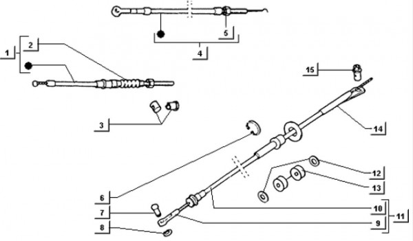 Bowdenzüge Bowdenzüge - Ape TM 703 Diesel mit Lenker 422ccm 4T AC 1997-2004 ATD1 00001101
