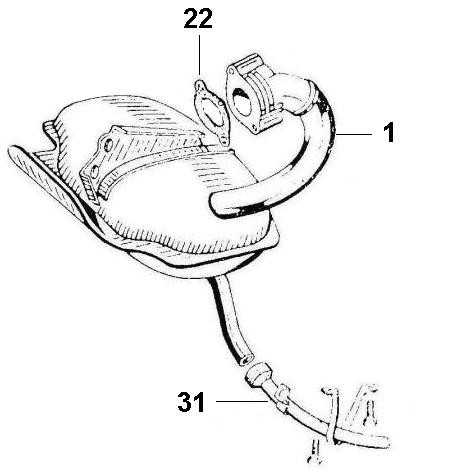 Motor Auspuff - Ape 220ccm 2T AC 1978- MPV2T