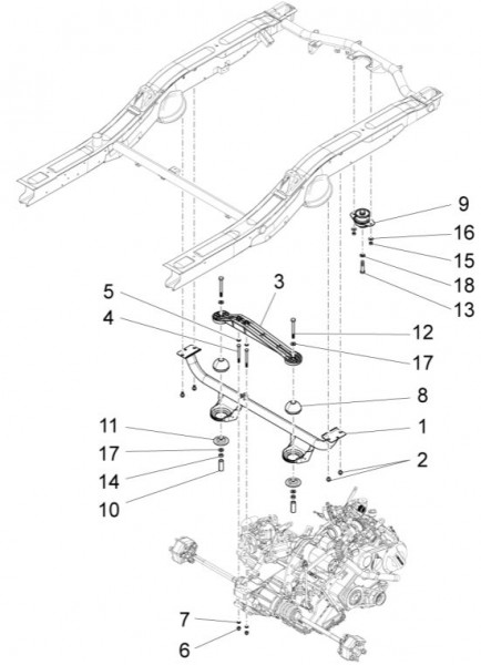 Fahrgestell Motorhalterungen - Porter Quargo 700ccm 4T LC 2010- ZAP4P10000