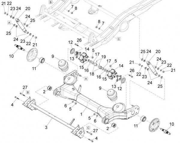 Radaufhängung Stoßdämpfer hinten - Porter Quargo 700ccm 4T LC 2009- ZAP4P10000