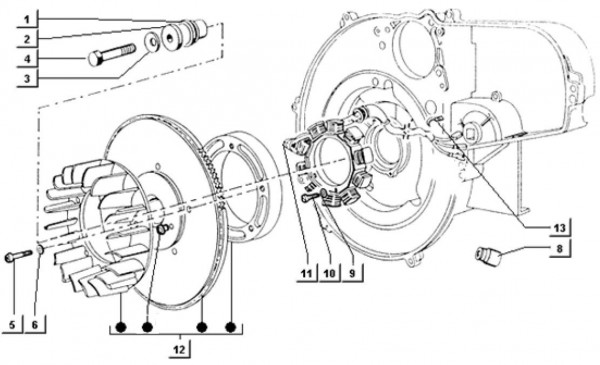 Motor Lichtmaschine - Ape TM 703 Diesel mit Lenkrad 422ccm 4T AC 1997-2004 ZAPT10000