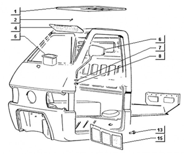 Fahrgestell Bauteile Fahrerkabine - Ape TM 703 mit Lenker 218ccm 2T AC 1997-1999 ATM2 00001001