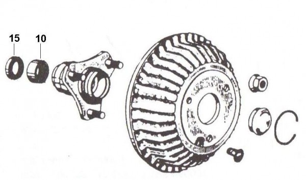 Radaufhängung Bremstrommel vorn - Ape 220ccm 2T AC 1978- MPV2T