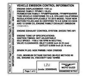 Aufkleber, Emission Control, (USA)