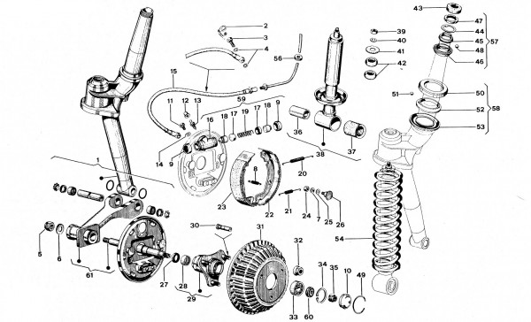Radaufhängung Steuerrohr - Vespa Car 200ccm 2T AC 1983- AF3T