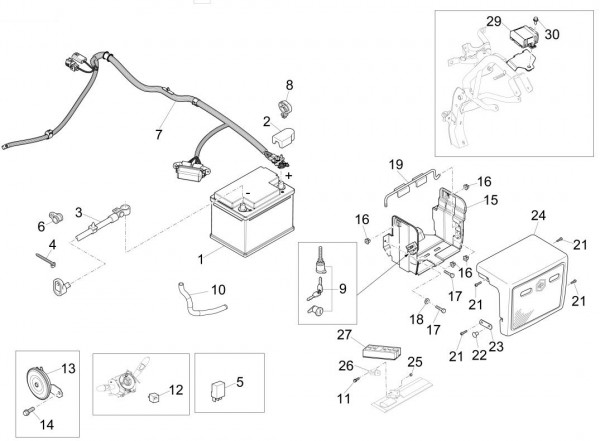Elektrische Anlage Batterie - Porter Maxxi Multitech 1300ccm 4T LC 2017-