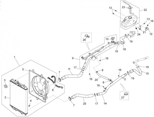 Fahrgestell Kühlanlage - Porter Multitech 1300ccm 4T LC 2014- ZAPS90VJ