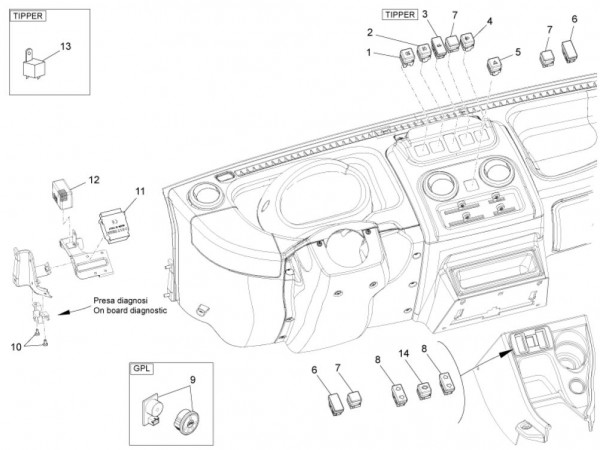Elektrische Anlage Schalter - Porter Maxxi Multitech 1300ccm 4T LC 2010- ZAPS90AJ