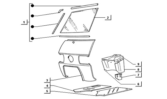 Fahrgestell Bauteile Fahrerkabine - Ape TM 218ccm 2T AC 1984- ATM2 00001001