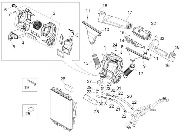 Fahrgestell Heizung - Porter D120 Diesel 1300ccm 4T LC 2015- ZAPS90VK