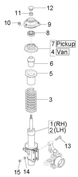 Radaufhängung Stoßdämpfer vorn - Porter D120 Diesel 1300ccm 4T LC 2011- ZAPS90TK