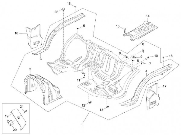 Fahrgestell Bodenpaneel vorn - Porter Multitech 1300ccm 4T LC 2010- ZAPS90TJ