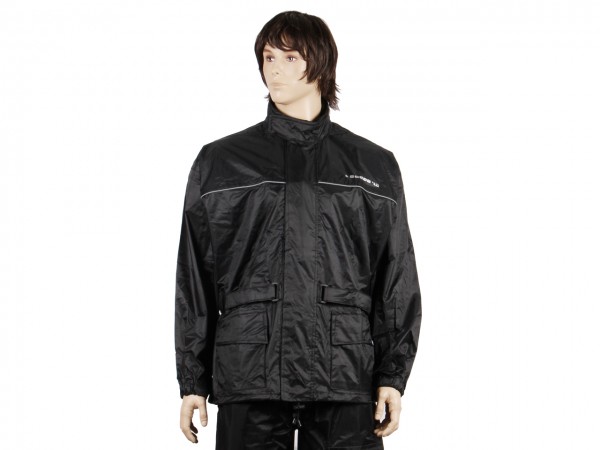 Sceed42 Regenjacke, gefüttert, PVC beschichtet, 100% wasser- und winddicht, Reflexstreifen, schwarz,