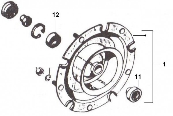 Radaufhängung Bremstrommel vorn - Ape 125ccm 2T AC 1970-1974 TM1T