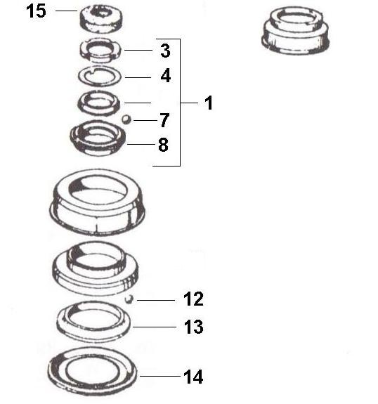 Radaufhängung Steuerlagersatz - Ape Car 422ccm 4T AC 1986- AFD1T