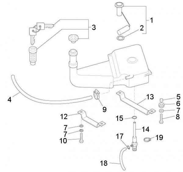 Fahrgestell Benzintank - Ape Mix 50ccm 2T AC 2013- ZAPC80000