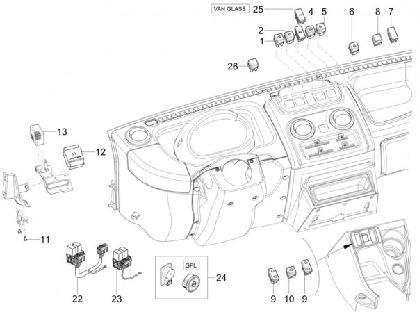 Elektrische Anlage Schalter - Porter Multitech 1300ccm 4T LC 2015-