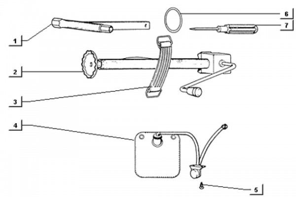 Fahrgestell Bordwerkzeug - Ape TM 703 mit Lenker 220ccm 2T AC 2000-2007 ATM2T