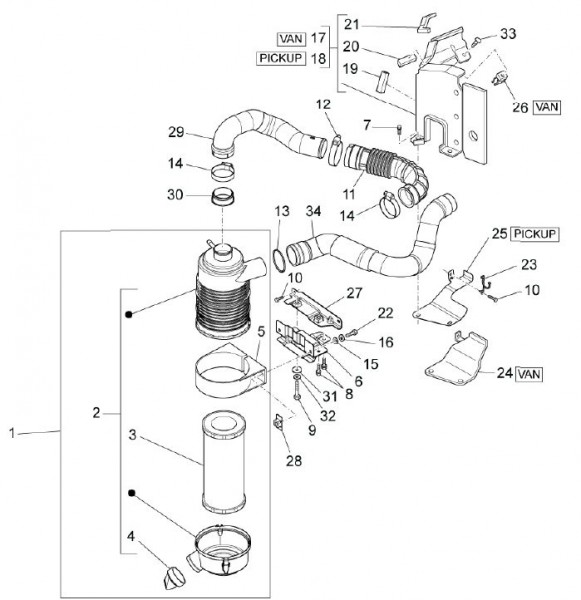 Motor Luftfilter - Porter Multitech 1300ccm 4T LC 2011- ZAPS90PJ