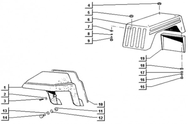 Fahrgestell Kotflügel - Ape TM 703 Diesel mit Lenkrad 422ccm 4T AC 1997-2004 ATD1T