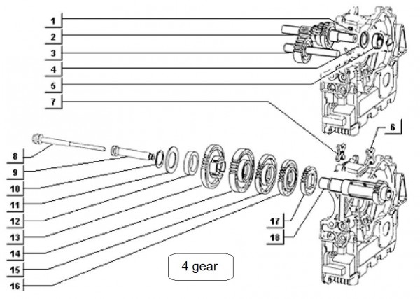 Motor Schaltgetriebe - Ape TM 703 Diesel mit Lenkrad 422ccm 4T AC 1997-2004 ZAPT10000
