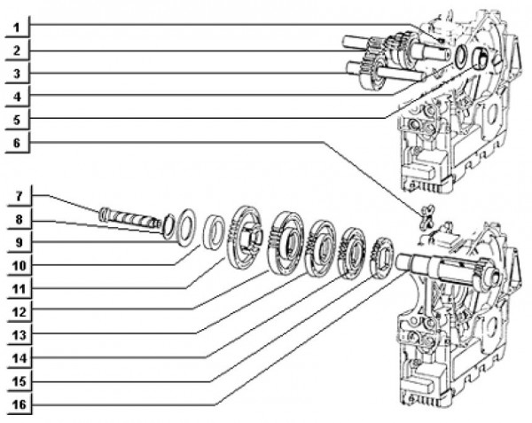 Motor Schaltgetriebe - Ape TM 703 Diesel mit Lenker 422ccm 4T AC 2000-2004 ZAPT10000