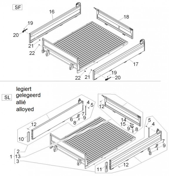 Fahrgestell Bordwände - Porter D120 Diesel 1300ccm 4T LC 2015- ZAPS90TK