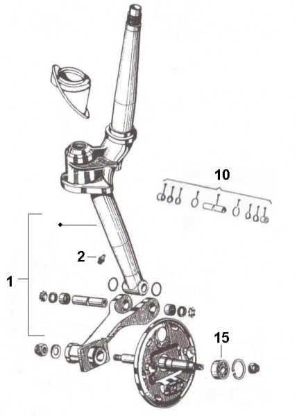 Radaufhängung Steuerrohr - Ape 190ccm 2T AC 1970- MPV1T