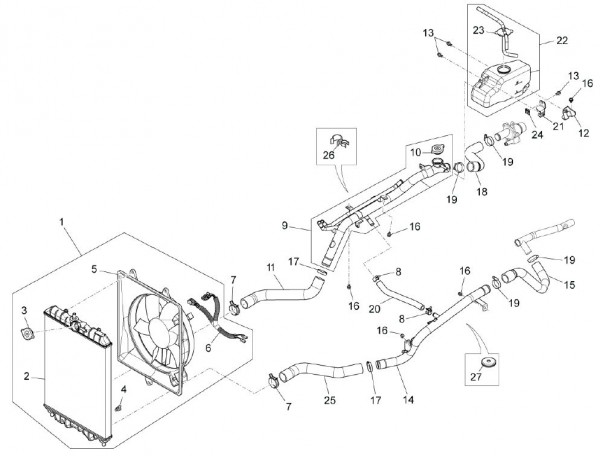 Fahrgestell Kühlanlage - Porter Multitech 1300ccm 4T LC 2010- ZAPS90CJ