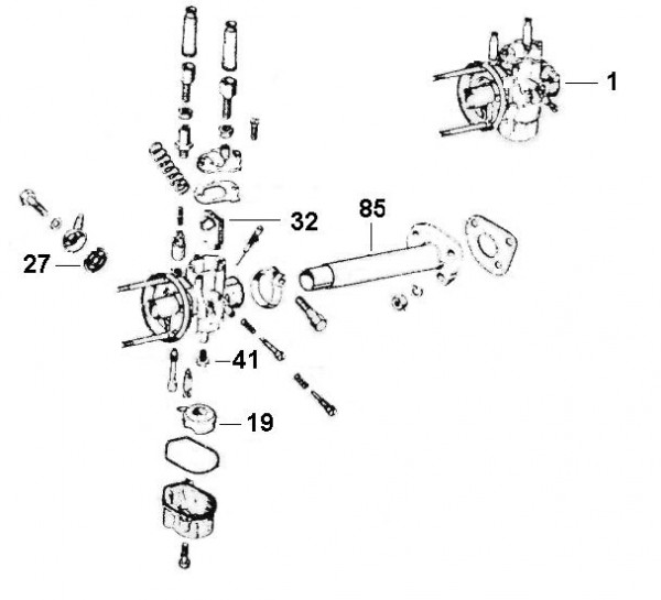 Motor Vergaser - Ape 50ccm 2T AC 1969-1971 TL1T