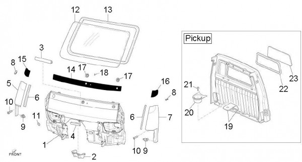 Fahrgestell Windschutzscheibe - Porter D120 Diesel 1300ccm 4T LC 2011- ZAPS90VK
