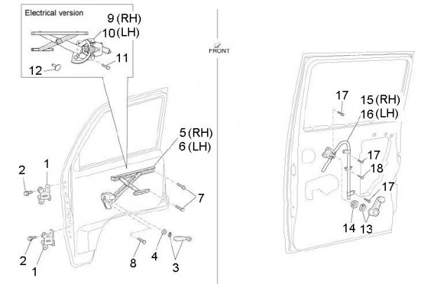 Fahrgestell Fensterheber - Porter D120 Diesel 1300ccm 4T LC 2011- ZAPS90VK